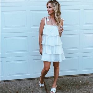 WAYF tiered white mini dress, worn once, org $121!